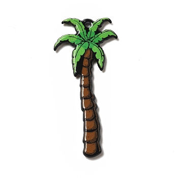 Acrylic Pendants, Coconut Tree Pattern, 45.3x20x2.5mm, Hole: 1.6mm