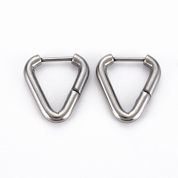 Triangle Huggie Hoop Earrings for Women, Hypoallergenic and Safe for Sensitive Ears, with 316 Surgical Stainless Steel Pin, Stainless Steel Color, 10 Gauge, 16x14.5x2.5mm, Pin: 1mm
