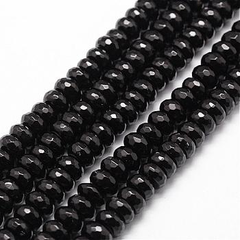 Natural Black Onyx Beads Strands, Grade A, Dyed & Heated, Faceted, Rondelle, 6x3mm, Hole: 1mm, about 120pcs/strand, 15.16 inch~15.35 inch
