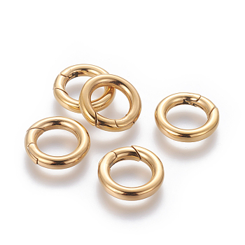 304 Stainless Steel Spring Gate Rings, O Rings, Ion Plating (IP), Ring, Golden, 18x3.3mm, Inner Diameter: 11mm