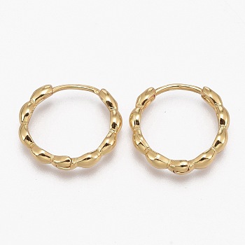 Brass Huggie Hoop Earrings, Long-Lasting Plated, Ring, Real 18K Gold Plated, 16x3mm, Pin: 1mm