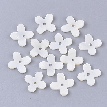 Freshwater Shell Beads, Flower, Seashell Color, 15x16x3mm, Hole: 1.6mm