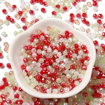 Glass Beads, Faceted, Rondelle, Red, 4x3mm, Hole: 0.4mm, about 820pcs/60g