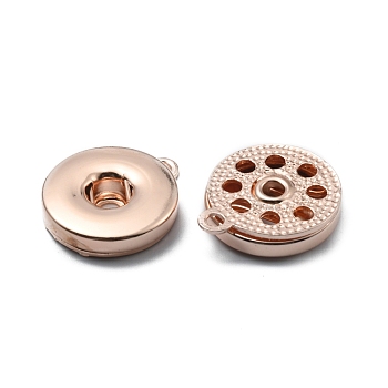 Alloy Hang Snap Base Pendant, for Interchangeable Snap Charms Jewelry Making, Flat Round, Rose Gold, 23x19x5mm, Hole: 2mm