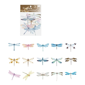 30Pcs PET Self-Adhesive Decorative Stickers, Waterproof Decals for DIY Scrapbooking, Kid's Art Craft, Dragonfly, 90x100mm