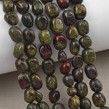 Natural Dragon Blood Beads Strands, Tumbled Stone, Nuggets, 7~11x7~9x5~7mm, Hole: 1.2mm, about 21~23pcs/strand, 7.09~7.48''(18~19cm)