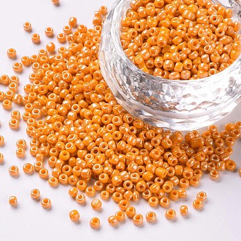 Glass Seed Beads, Opaque Colors Lustered, Round, Dark Orange, 2mm, Hole: 1mm, about 30000pcs/pound
