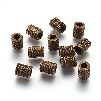 Tibetan Antique Bronze Metal Beads, Lead Free & Cadmium Free, 7mm in diameter, 9mm long, hole: 4mm
