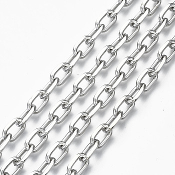 Unwelded Iron Paperclip Chains, Drawn Elongated Cable Chains, with Spool, Platinum, 9.6x5.8x1.5mm, about 32.8 Feet(10m)/roll