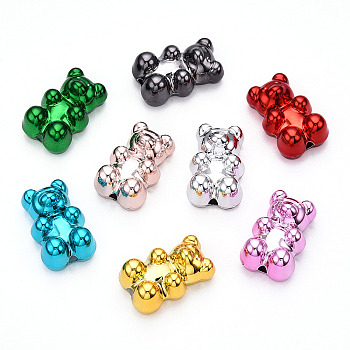 UV Plating Acrylic Beads, Bear, Mixed Color, 18x11.5x7.5mm, Hole: 1.8mm