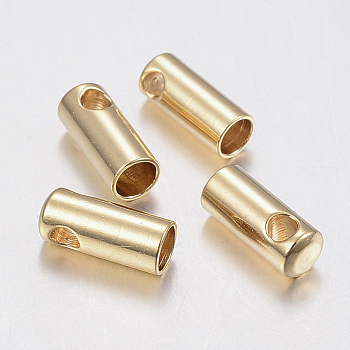 201 Stainless Steel Cord Ends, End Caps, Golden, 7x2mm, Hole: 1.2mm, Inner Diameter: 1.5mm