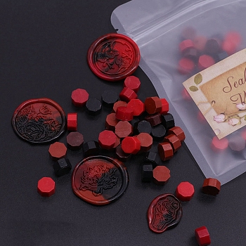 Sealing Wax Particles, for Retro Seal Stamp, Octagon, Dark Red, 9mm, about 100pcs/bag