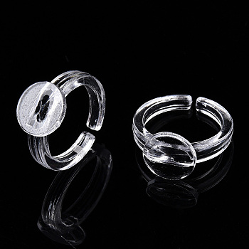 Transparent Acrylic Open Cuff Ring Components, Flat Round Ring Settings for Kids, Clear, US Size 3(14mm), Tray: 9mm