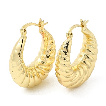Brass Croissant Hoop Earrings for Women, Real 16K Gold Plated, 29x25x9mm