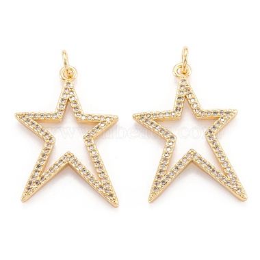 Real 18K Gold Plated Clear Star Brass+Cubic Zirconia Pendants