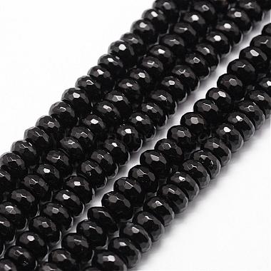 6mm Black Rondelle Black Agate Beads
