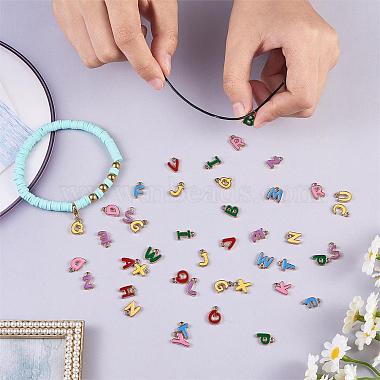 52 Pieces Alphabet Charm Pendant Colorful Alloy Enamel Letter Charm Alphabet A-Z Pendant for Jewelry Necklace Earring Making Crafts(JX148A)-4
