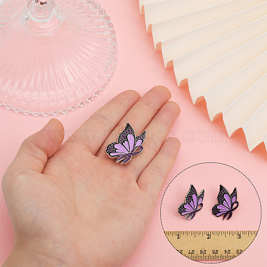 Butterfly with Ribbon Shape Enamel Pin(JEWB-WH0023-45)-6