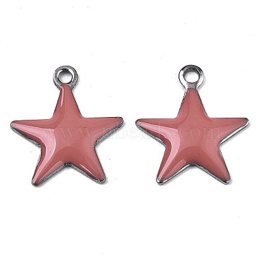 Indian Red Star Stainless Steel+Enamel Charms