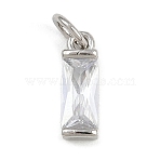 Brass with Cubic Zirconia Pendants, Rectangle Charms, with Jump Ring, Rack Plating, Long-Lasting Plated, Lead Free & Cadmium Free, Platinum, 12x4x3.5mm, Hole: 3.5mm(KK-A269-68C-P)