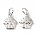 Eco-Friendly Rack Plating Brass Charms, with Jump Ring, Long-Lasting Plated, Lead Free & Cadmium Free, Cake Charm, Platinum, 11x9x2mm, Hole: 3.5mm(KK-R143-10P)