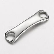 304 Stainless Steel Links connectors, Bar Links, Stainless Steel Color, 44x12x2.5mm, Hole: 7mm(STAS-D166-76P)