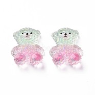 Transparent Epoxy Resin Cabochons, with Glitter Powder, Bear, Pale Green, 22x17.5x8mm(CRES-S365-27B)