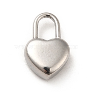 Non-Tarnish 304 Stainless Steel Pendants, Heart Padlock, Stainless Steel Color, 18.5x12x6mm, Hole: 7.5x4.5mm(X-STAS-H172-08P)