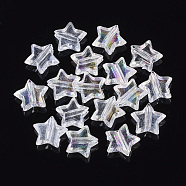 Transparent Acrylic Beads, AB Color Plated, Star, Clear AB, 9x10x4mm, Hole: 1.5mm, about 2670pcs/500g(TACR-S134-010)