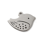 201 Stainless Steel Pendants, Laser Cut, Stainless Steel Color, Bird, 10.5x14.5x1mm, Hole: 1.2mm(STAS-E206-04P-06)