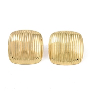 304 Stainless Steel Studs Earrings, Jewely for Women, Golden, Square, 23x22.5mm(EJEW-K278-08A-G)