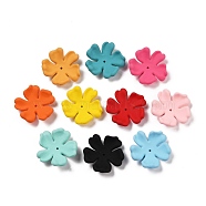 Opaque Spray Painted Acrylic Caps, Flower, Mixed Color, 27.5x26x5mm, Hole: 1.6mm(MACR-K358-38A)