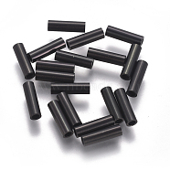 304 Stainless Steel Tube Beads, Electrophoresis Black, 10x3mm, Hole: 2mm(STAS-F224-01B-D)