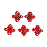 Baking Painted Alloy Chandelier Component Links, Chinese Knot, Red, 1.45x1.4x0.2cm, Hole: 1.6mm(PALLOY-R138-09)