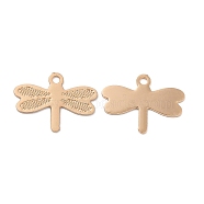 Long-Lasting Plated Brass Charms, Dragonfly Charm, Light Gold, 8x11x0.3mm, Hole: 0.9mm(KK-K336-01KCG)