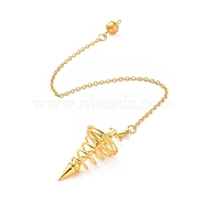 Brass Cable Chain Coil Dowsing Pendulums, Spiral Pendulum, with Alloy Lobster Claw Clasps, Cadmium Free & Lead Free, Spiral Cone, Golden, 230~245mm, Hole: 2mm(HJEW-D004-01G)