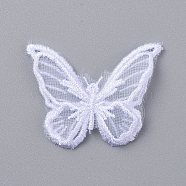 Lace Embroidery Costume Accessories, Applique Patch, Sewing Craft Decoration, Butterfly, White, 35x43x2mm(DIY-E016-04D)