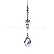 Crystal Glass Sun Catcher Pendant, Rainbow Maker, DIY Garden & Home Decoration, Teardrop, 280mm(PW-WG98A1B-04)