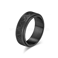 Eye Pattern Titanium Steel Rotating Finger Ring, Fidget Spinner Ring for Calming Worry Meditation, Black, US Size 10(19.8mm)(PW-WG69410-16)