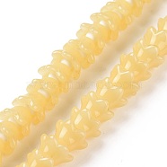 Opaque Glass Beads Strands, Flower, Pale Goldenrod, 11~12x7.5~8mm, Hole: 1.4mm, about 50pcs/strand, 11.42''(29cm)(LAMP-H061-01A-03)