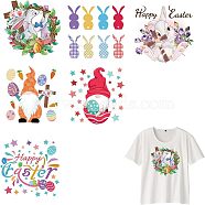 PET Heat Transfer Film Logo Stickers Set, for DIY T-Shirt, Bags, Hats, Jackets, Easter Theme Pattern, 225~247x217~248mm, 6pcs/set(DIY-WH0230-061)