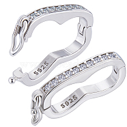 Anti-Tarnish Beebeecraft 2Pcs Rhodium Plated 925 Sterling Silver Rhinestone Peanut Twister Clasps, with 925 Stamp, Platinum, 15x7x2.5mm(STER-BBC0006-43)