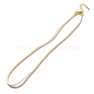 Nylon Milan Cord Necklace Making, with Brass Findings and Stainless Steel Claw Lobster Clasps, Golden, Long-Lasting Plated, Beige, 17.91~18.31 inch(45.5~46.5cm)(MAK-M028-01G-23)