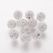 Polymer Clay Rhinestone Beads, Grade A, Round, Pave Disco Ball Beads, Crystal, 10x9.5mm, Hole: 1.5mm(RB-K050-10mm-C31)
