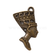 Tibetan Style Alloy Pendants, Egyptian Queen, Antique Bronze, 39.5x25x4mm, Hole: 2.7mm(FIND-Z063-10AB)