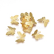 Iron Charms, Butterfly, Golden, 10.8x13.2x0.3mm, Hole: 1.5mm(IFIN-P016-01G)