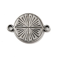 Tibetan Style 304 Stainless Steel Connector Charms, Flat Round, Antique Silver, 21x15x2mm, Hole: 1.8mm(STAS-G278-15AS)