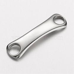 Tarnish Resistant 304 Stainless Steel Links connectors, Bar Links, Stainless Steel Color, 44x12x2.5mm, Hole: 7mm(STAS-D166-76P)