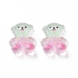 Transparent Epoxy Resin Cabochons, with Glitter Powder, Bear, Pale Green, 22x17.5x8mm(CRES-S365-27B)