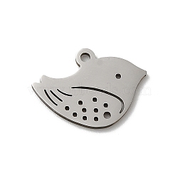 Non-Tarnish 201 Stainless Steel Pendants, Laser Cut, Stainless Steel Color, Bird, 10.5x14.5x1mm, Hole: 1.2mm(STAS-E206-04P-06)